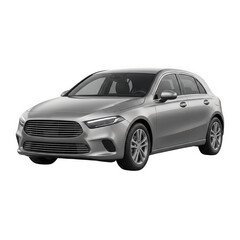 Naklejka premium Modern silver compact hatchback car isolated on white background with multiple views with displays modern close up transportation automobile