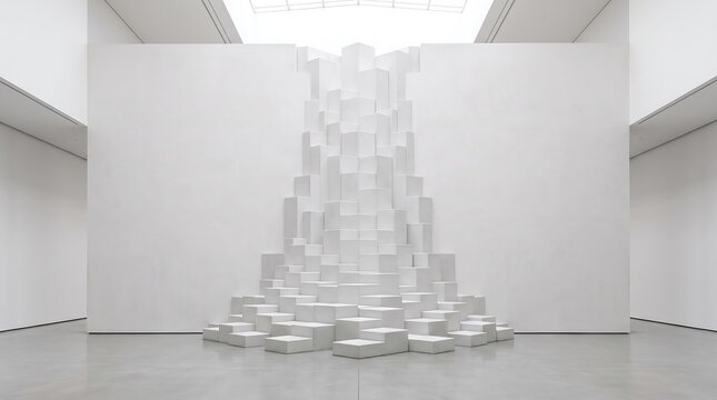 Cascade White Geometric Waterfall Steps Architectural Background