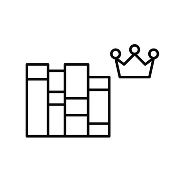 Premium learning experience, expert knowledge access. Exclusive e-library user.Stack of books and crown. Pixel perfect, editable stroke vector icon