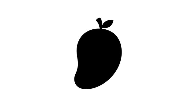 Silhouette of a mango fruit on white background