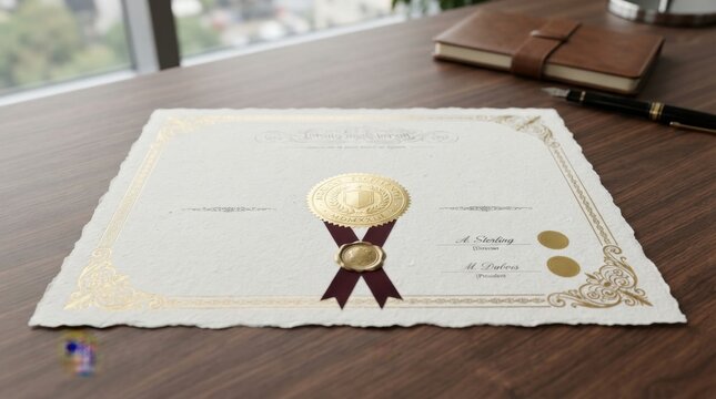Elegant Certified Diploma with Gold Seal for Academic or Professional Achievement
