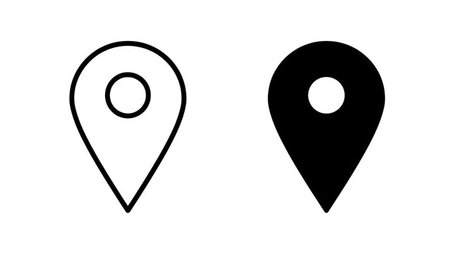 Black and white location pinpoint icons
