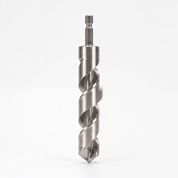 Generic stainless steel agricultural soil core sampling auger bit isolated on white.