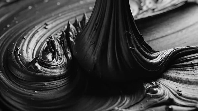 Swirled dark grey cosmetic cream or paint texture