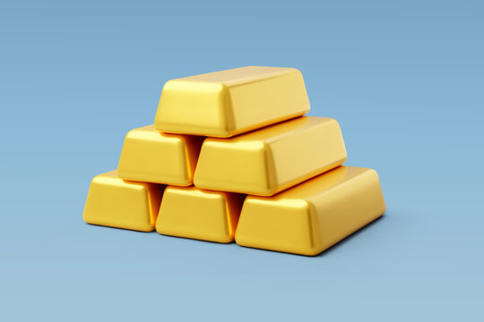 3D vector Stacked gold bars, Wealth, Investment, Financial security and Asset value.