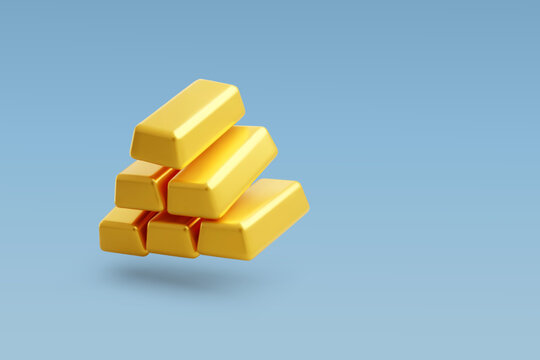 3D vector Stacked gold bars, Wealth, Investment, Financial security and Asset value.