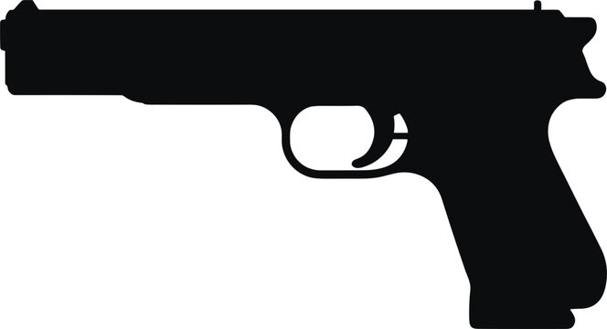 Black Silhouette of a Handgun on White Background untitled
