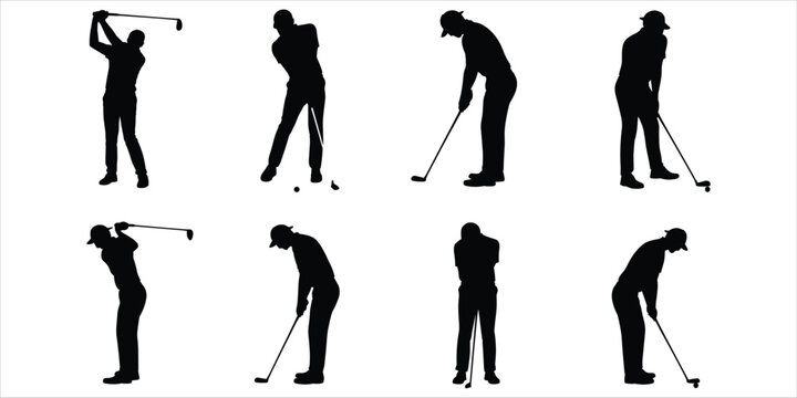 Golf Swing Sequence Silhouettes on White Background untitled