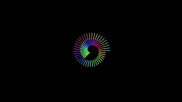 Rainbow pencil spiral circular transition on alpha channel transparent background