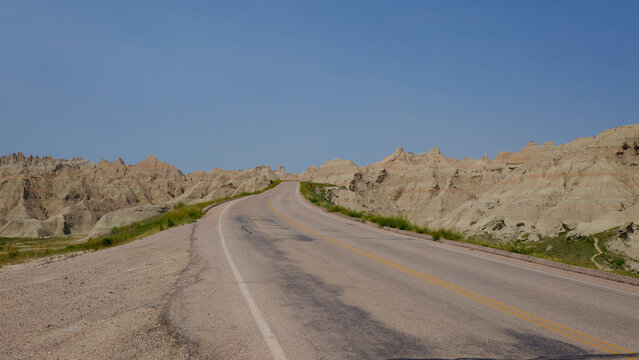 Highway 240 traversing through the Badlands of South Dakota
