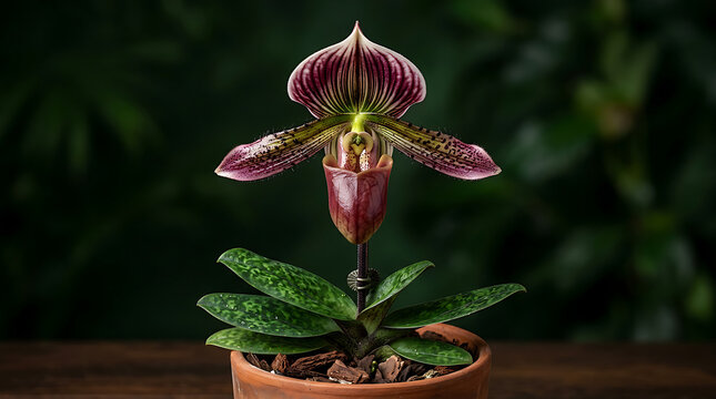 Exotic Lady Slipper Orchid in Bloom 1.