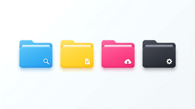 Flat colorful folder icons set with labels
