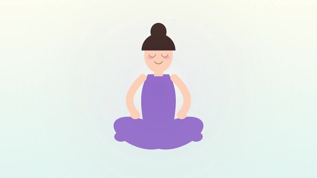 Meditation Woman Sitting in Lotus Pose Vector Illustration