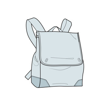 Backpack vector illustration technical flat drawing by adobe illustrator.
