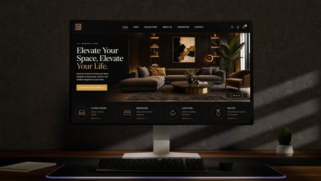 Premium Desktop Monitor Website Mockup