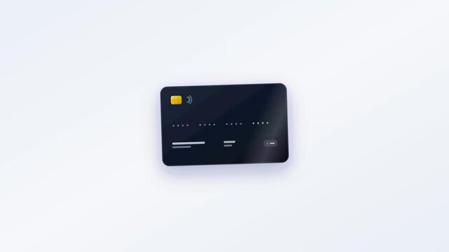 Floating virtual payment card with metallic reflection