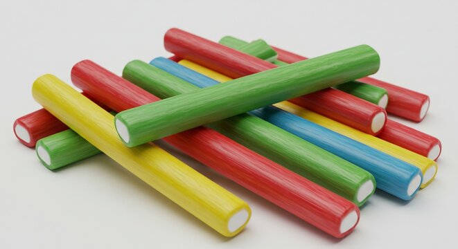 Colorful Sticks of Play: A pile of vibrant, colorful sticks, each a different hue, are arranged in a playful jumble, inviting imagination and creative fun.