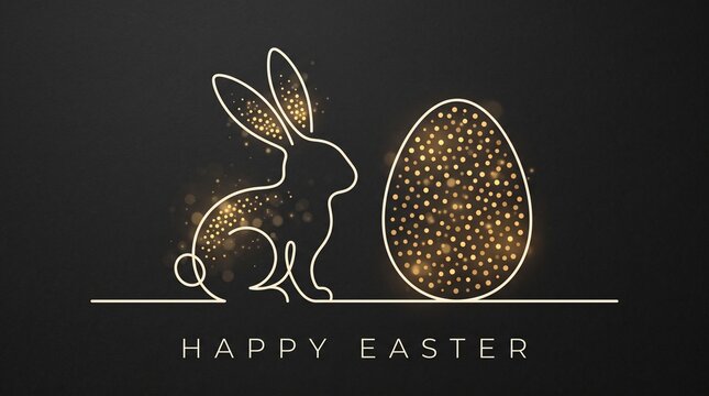Elegant golden easter bunny minimalist greeting card 