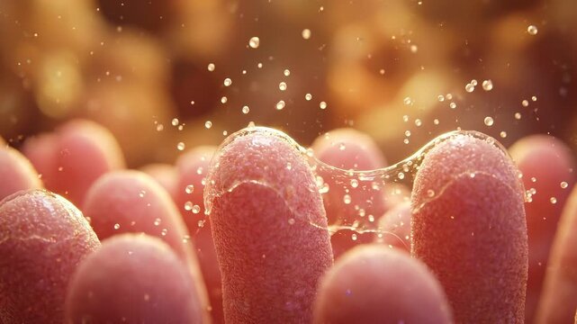 Villi Absorbing Protective Compounds from Bacterial Film in Healthy Pink Intestinal Landscape for Gut Immunity