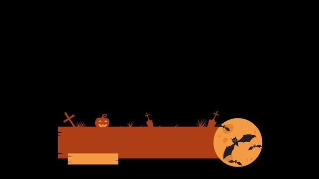 Halloween lower third with bat animation for seasonal event. background transparent