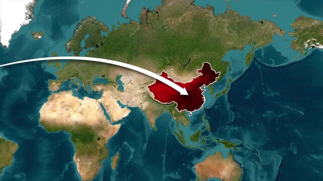 USA to China Flight Route Animation, United States to China Travel Map, International Air Travel Route