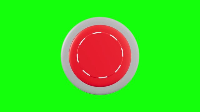 The Red Button 3D animated on green screen background.