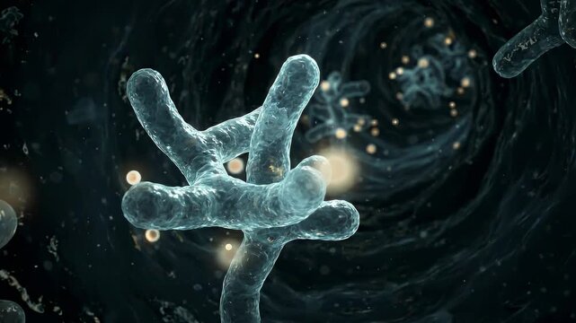 Translucent Bifidobacteria Absorbing Nutrients in Deep Fluid Intestinal Tract Representing Vital Gut Flora