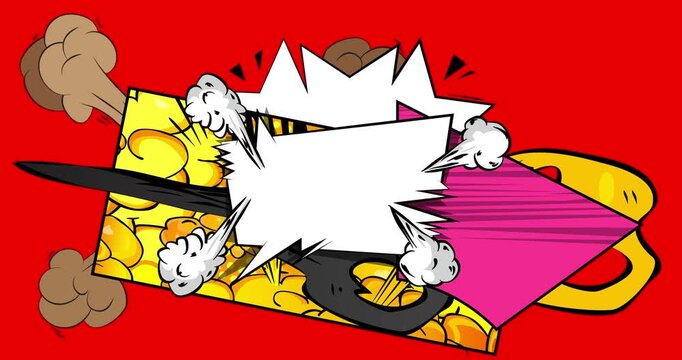 Cartoon background animation, comic book backdrop video. Retro comics pop art design.
