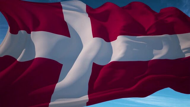 Waving flag loop featuring the national flag of Denmark, smoothly waving in the wind