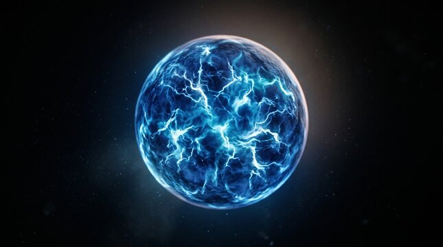 Electricglobewithenergeticlightningeffectsinspace