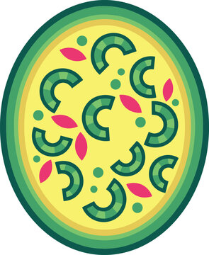 Cross Section of Cytomegalovirus Vector Illustration Featuring Flat Cartoon Viral Structure Mapping Capsid Envelope and Tegument Matrix Elements
