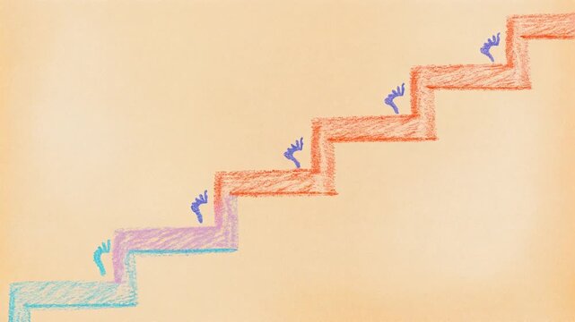Colored Pencil Staircase Footstep Doodle Background