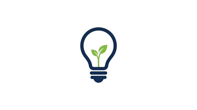 Eco-friendly light bulb icon with a sprouting plant symbolizing innovation and sustainability