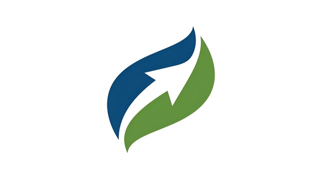 Abstract leaf logo with upward growth arrow symbolizing eco friendly business success development and environmental progress