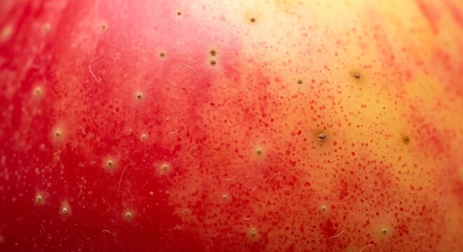 Extreme close up of fresh red apple skin texture with background, colorful
