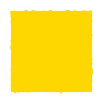 Bright yellow square paper with ripped edges for creative use.