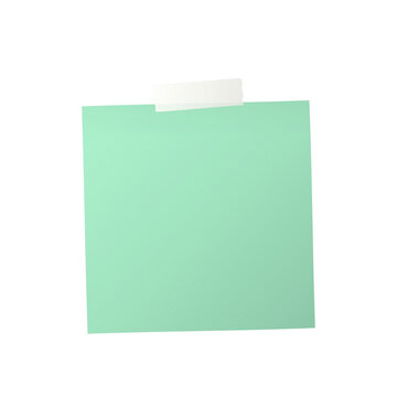 Light green sticky note with white tape attached for reminders and messages.