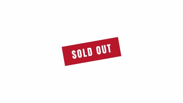 Sold out stamp animation ,Sold out label for e-commerce, retail, product labels, sale tags, or shopping UI with alpha channel in 4K animation. sold out sign on transparent background.