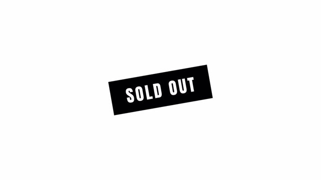 Sold out stamp animation ,Sold out label for e-commerce, retail, product labels, sale tags, or shopping UI with alpha channel in 4K animation. sold out sign on transparent background.