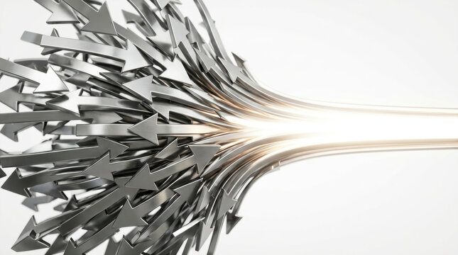Metal arrow investment concept with generative ai illustrating focused direction, competition, strategy and financial growth