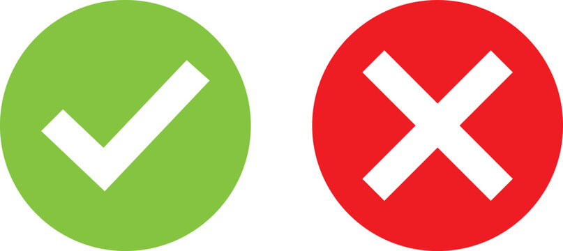 Green check mark and red cross sign icons representing correct and incorrect choices