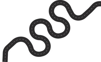 Obraz premium Winding asphalt road with white markings isolated on a white background