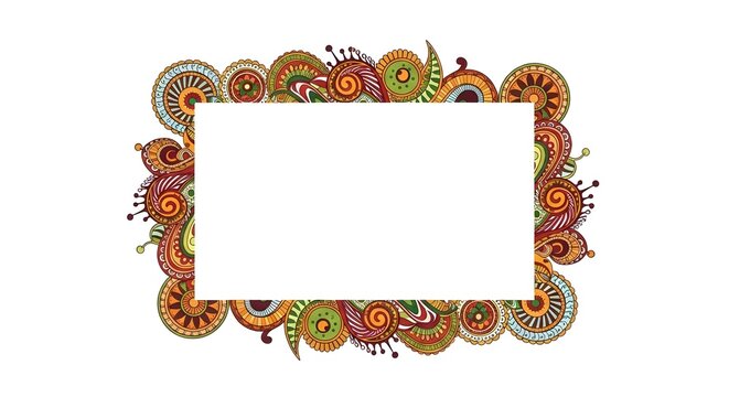 Traditional indian tribal warli art frame with ethnic folk pattern and decorative motifs