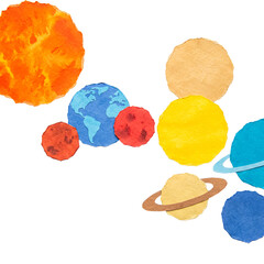 A charming, handcrafted solar system illustration featuring sun and planets made from torn paper. © Nicole