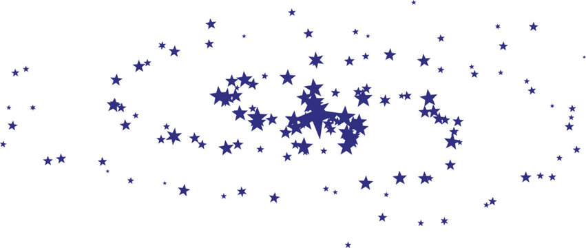 Cosmic spiral with scattered blue stars against clean white background for conceptual design