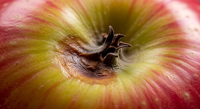 Macro close up detail of fresh red apple skin texture