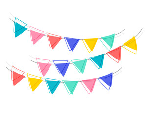 Obraz premium isolated colorful party flags garland for event fun