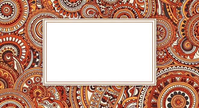 Indian tribal warli art frame with ethnic pattern and blank center