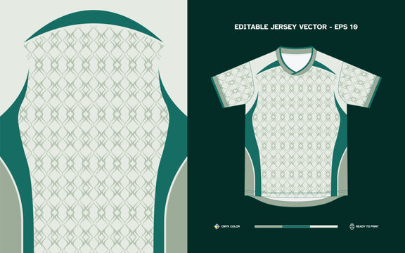 Editable Vector Soccer Jersey with Intricate Diamond Pattern in Soft Lemon Teal and White for Custom Team Designs and Print Ready Files