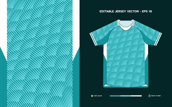 Editable Vector Teal Soccer Jersey with White Stripe Details EPS 10 File Ready for Custom Branding and Print Design